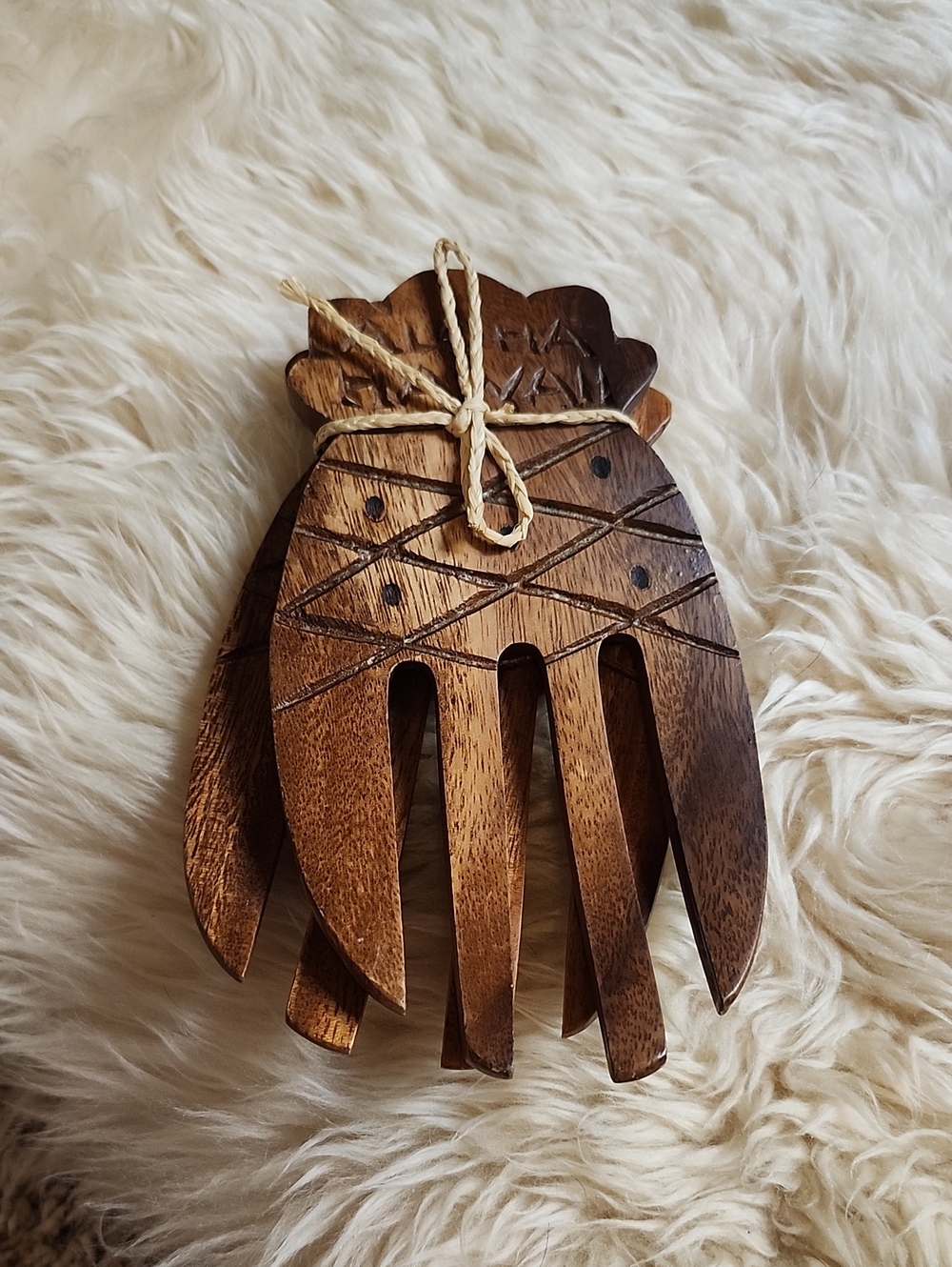 Handcrafted Monkey Wood Salad Forks - NWT